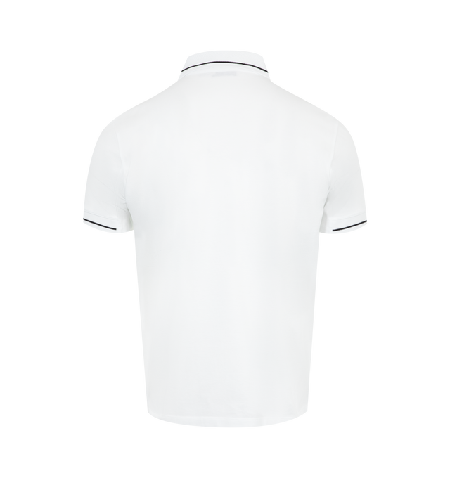 Image 2 of 2 - WHITE - MONCLER Logo Polo featuring collar, short sleeves, rbbed cuffs and collar and logo detail. 100% cotton. 