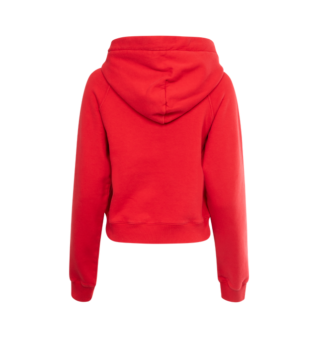 Image 2 of 2 - RED - THE ROW Timmi Top featuring cropped fit, hooded, heavy French cotton terry with double-lined hood for softness, kangaroo pocket, and sun-faded finish for a worn-in feel. 93% cotton, 7% polyamide. Made in Italy. 
