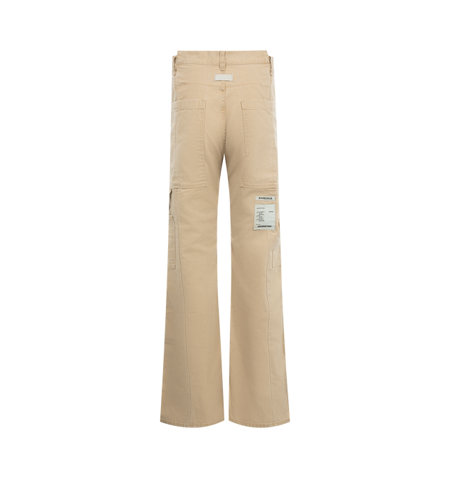 Image 2 of 3 - NEUTRAL - B1 Archive Carpenter Kickflare Trousers have a button and concealed button fly fastening, belt loops, 5 pockets, and a rear signature logo patch. 100% cotton. Made in USA.  