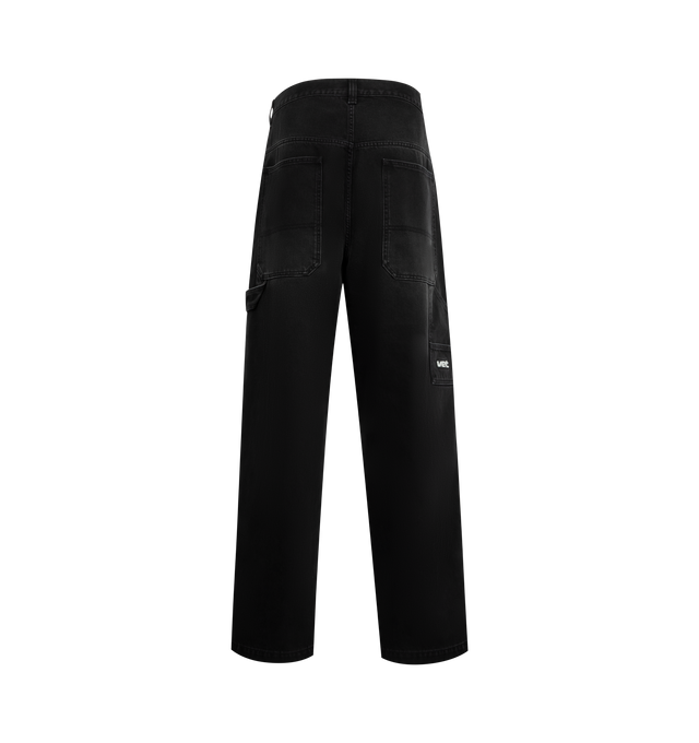 Image 2 of 4 - BLACK - VETEMENTS Hip-Hop Jeans featuring non-stretch denim jeans, belt loops, five-pocket styling, zip fly, patch pockets and logo patch at outseam and hammer loop at outseam. 100% cotton. Made in Italy. 