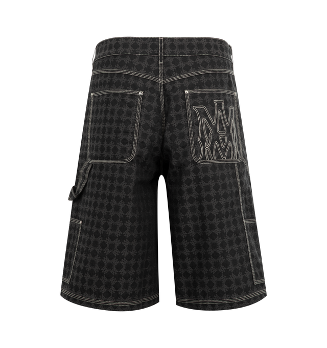 Image 2 of 3 - BLACK - AMIRI MA Quad Work Short featuring button zip closure, four pocket style, two additional pockets on legs, carpenter loop, logo on leg and belt loops. 100% cotton. 