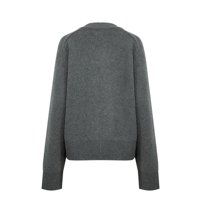 Image 2 of 2 - GREY - EXTREME CASHMERE Papilli Short Cardigan featuring two front pockets, rib-knit cuffs, hem, and neckline, v-neck, heavy-knit cashmere, cropped length and five corozo buttons. 100% cashmere. 