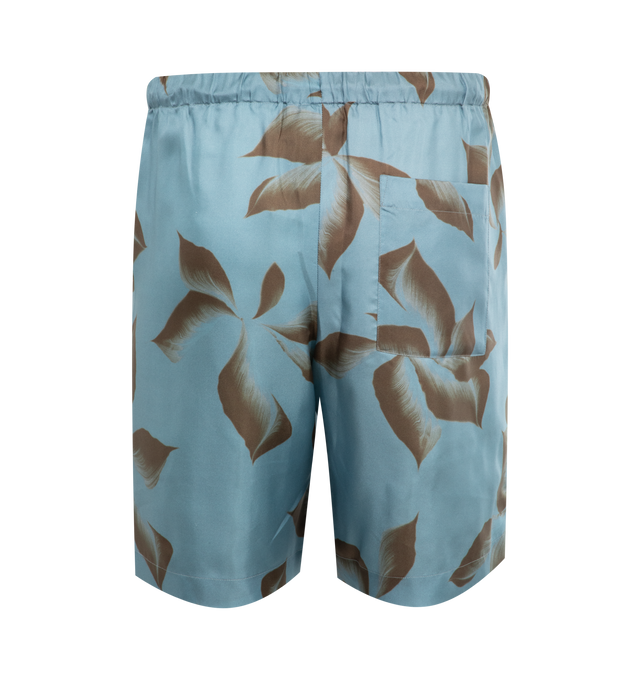 Image 2 of 3 - BLUE - DRIES VAN NOTEN Printed Shorts featuring elasticated drawstring waist, side slit pockets, back pocket and print throughout. 100% silk. 