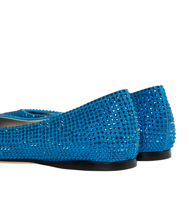Image 3 of 4 - BLUE - LOEWE Toy Strass Ballerina Flats featuring suede kidskin and all over rhinestones featuring the LOEWE petal signature toe shape and leather sole. 