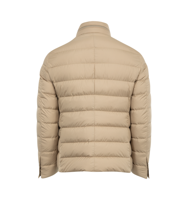 Image 2 of 2 - NEUTRAL - MONCLER Malinvern Down Jacket featuring AirSoft fabric, micro chic nylon lining, down-filled, adjustable pull-out hood, zipper and snap button closure, zipped pockets, inner patch pocket with snap button closure, back slits with snap button closure, hem with elastic drawstring fastening, adjustable cuffs, fabric description label and leather logo patch. 100% polyester. Padding: 90% down, 10% feather. 