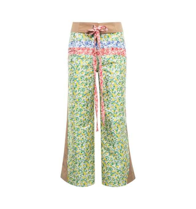 Image 1 of 2 - MULTI - ROSIE ASSOULIN Side Panel Surf Pant featuring wide-leg, board short details up top, a drawstring waist and pattern throughout. 100% cotton. 