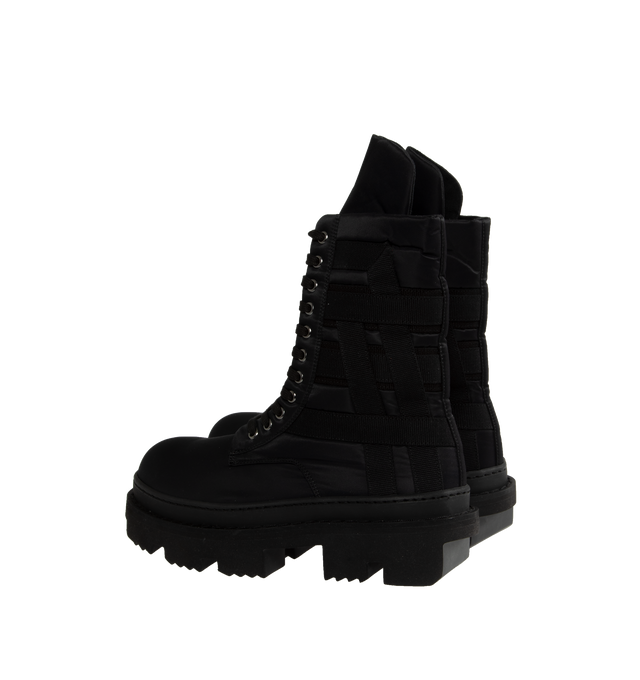 Image 3 of 4 - BLACK - DARK SHADOW Army Megatooth Boots featuring panelled design, metal eyelet detailing, round toe, front lace-up fastening, branded insole, ridged rubber sole and ankle-length. 100% nylon. 