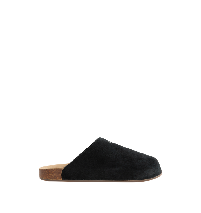 Image 1 of 4 - BLACK - Adidas Adimule Slides features an authentic cork sole paired with a soft suede footbed and upper. Exterior: Leather upper, suede footbed, cork sole, textile lining, durable rubber outsole. Made in Vietnam. 