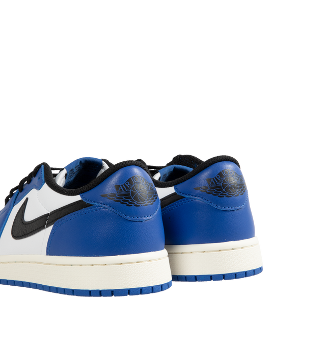 Image 3 of 5 - BLUE - Jordan Air Jordan 1 Low Sneakers are a lace-up style with leather uppers, encapsulated Air-Sole units for lightweight cushioning, and solid rubber outsoles.  