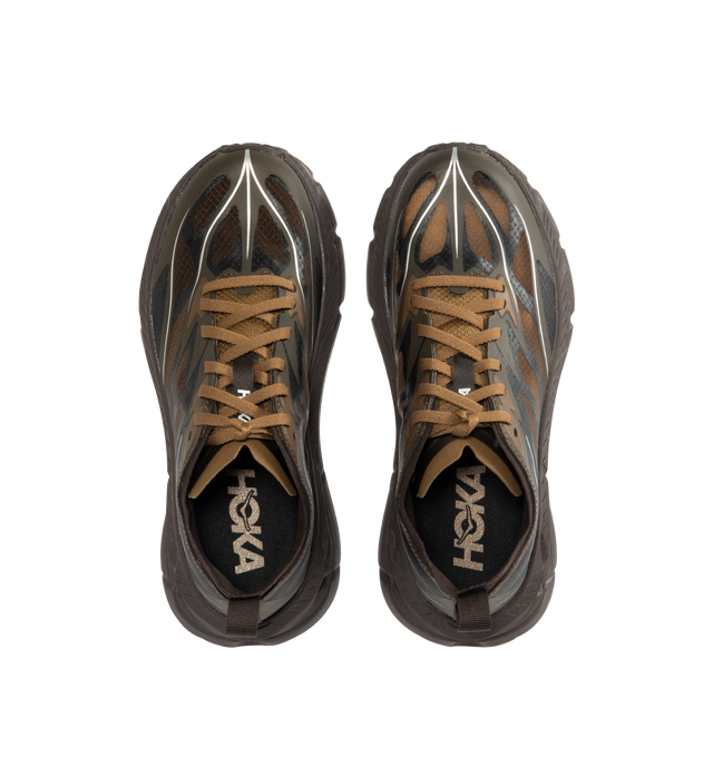 Image 5 of 5 - GREEN - HOKA U Mafate Speed 4 Lite Sneaker featuring ripstop and rubber upper with vibram sole, lace-up front, flat tongue design and padded collar. 