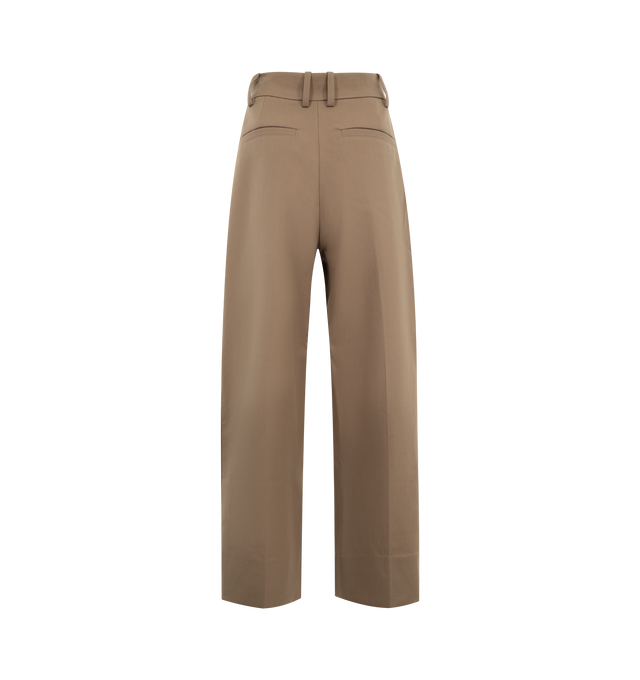 Image 2 of 3 - BROWN - STUDIO NICHOLSON Double Pleated Wide Leg Trousers featuring two side pockets, two back welt pockets, belt loops at waist, pleats at front, hook zip closure and wide legs. Made in Portugal. 