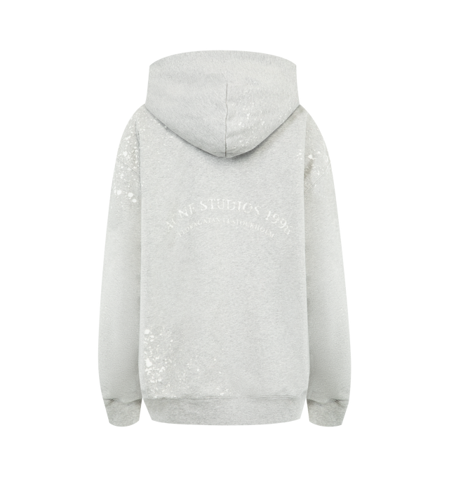 Image 2 of 2 - GREY - ACNE STUDIOS Hooded zipper sweater featuring zip-up sweatshirt with a hood, made from soft fleece fabric that has a worn, vintage look with a relaxed, slouchy shape, a soft lining for comfort, a logo design on the back, relaxed fit and hip length. 41% polyester, 59% cotton. Lining: 100% polyester. 