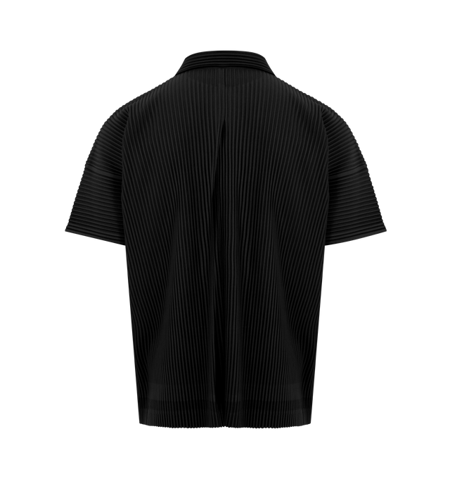 Image 2 of 2 - BLACK - ISSEY MIYAKE Polo featuring polo collar, short sleeves and pleats throughout. 100% polyester. 