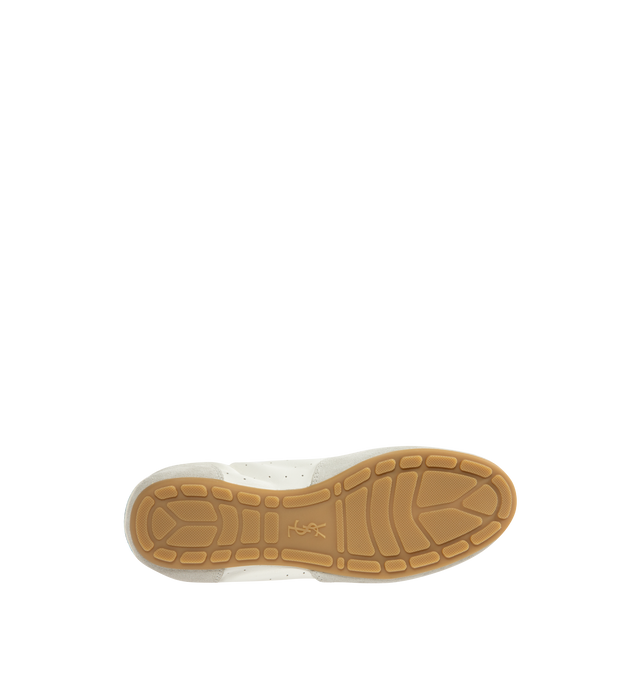 Image 4 of 5 - WHITE - SAINT LAURENT Lewis Sneakers in leather and suede featuring low-top, laced closure, an elasticized heel counter, supple sole and SAINT LAURENT signature patch at the back. Lambskin, calfskin. Made in Italy. 