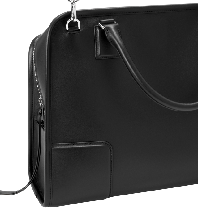 Image 15 of 16 - BLACK - Loewe Amazona 180 large bag takes on a relaxed silhouette anchored by a single toron top handle. It is designed to be carried open, while a concealed closure secures the main compartment. Removable shoulder and crossbody straps make it highly versatile. This large version is crafted in soft calfskin. Three carry options: short handle, removable shoulder strap and crossbody. Features zip closure with two leather zip pullers, two compartments, main compartment closed with magnetic clo 