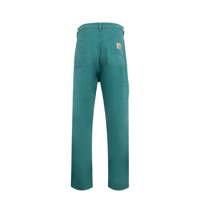 Image 2 of 3 - GREEN - CARHARTT WIP Walter Double Knee Pant featuring relaxed tapered fit, button and zip closure, multiple pocket styling, double layer knees and woven square label. 61% cotton, 39% linen. 