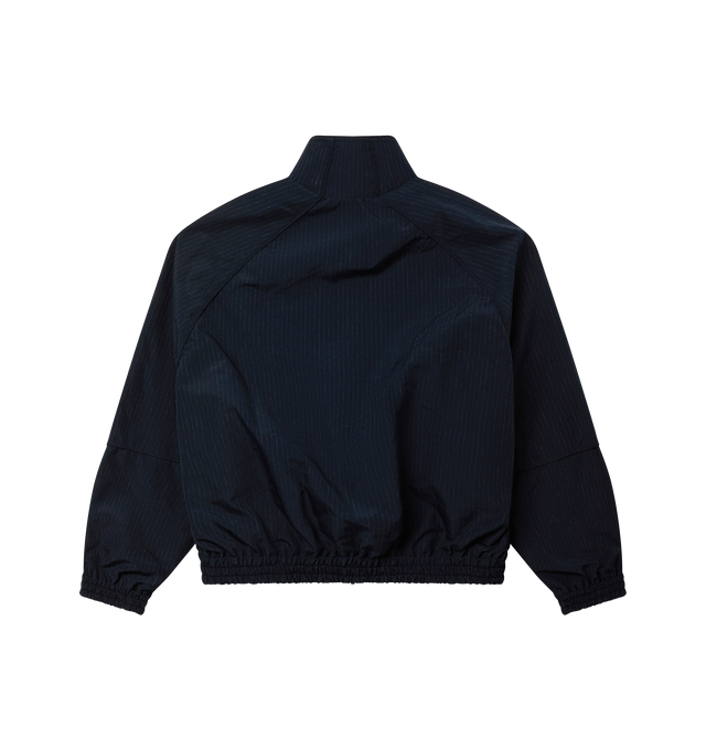 Image 3 of 3 - BLUE - WILLY CHAVARRIA Ruff Rider Jacket featuring a stand collar, elasticated edges, zip front, zip front pockets and logo on chest. 63% polyester, 37% viscose.  