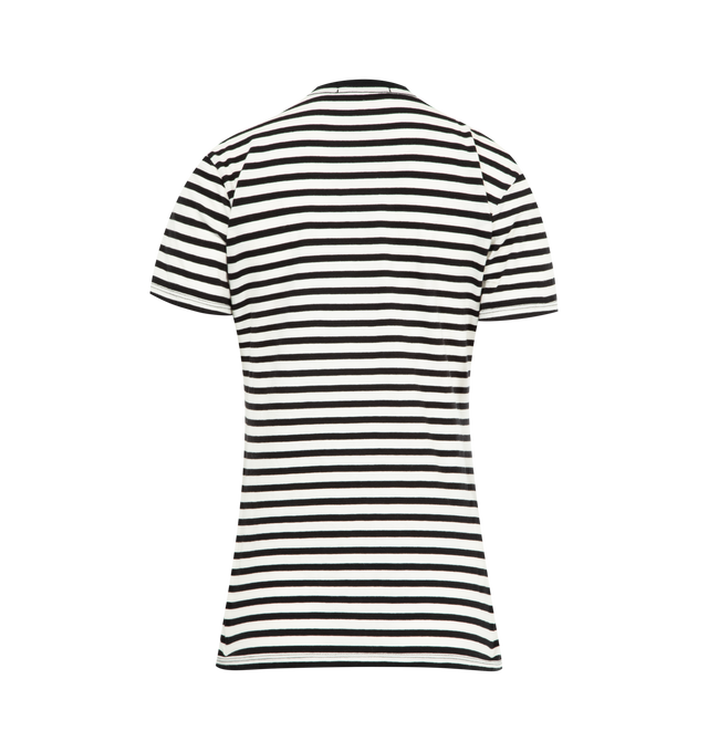 Image 2 of 2 - WHITE - NILI LOTAN Lana Striped Cotton Crewneck T-Shirt featuring a horizontal stripe, crewneck, short sleeves and pulls over. 100% cotton.  