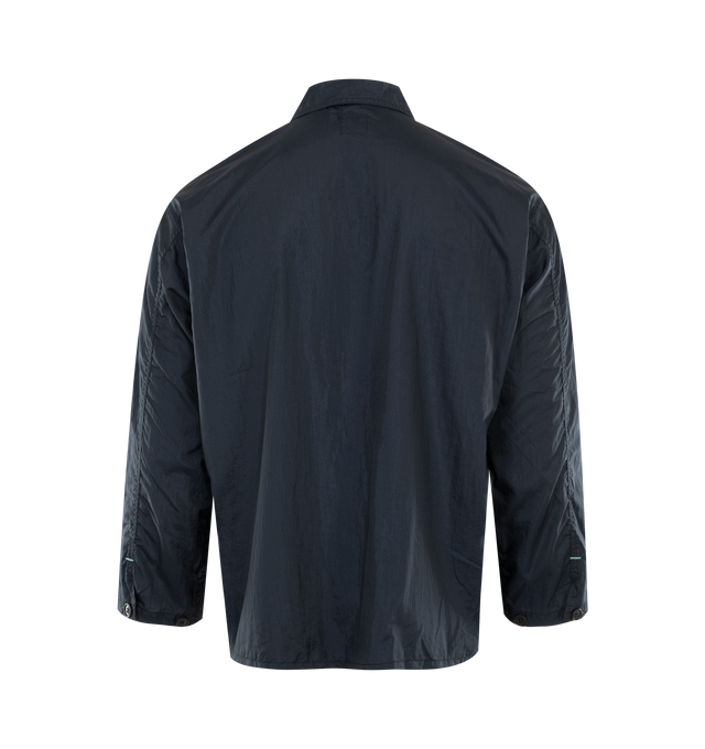 Image 2 of 3 - NAVY - POST O'ALLS Army Shirt featuring front patch pockets, long sleeves and collar with three button closure. 100% nylon crinkle tafetta. 