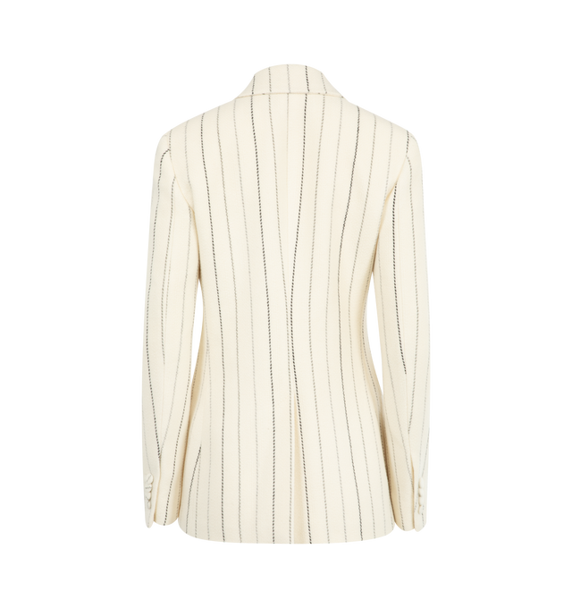 Image 2 of 2 - WHITE - GABRIELA HEARST Leiva Blazer featuring pinstripes, single-breasted, dual lapels, dual pockets and slim fitted waist. 50% wool, 50% recycled cashmere. Made in Italy. 