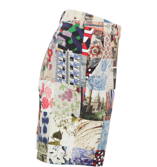 Image 3 of 4 - MULTI - LIBERTINE Bloomsbury Collage Shorts featuring relaxed fit, front zipper and print throughout. 56% cotton, 44% linen. 
