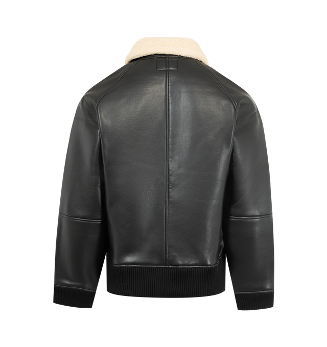 Image 2 of 3 - BLACK - CARHARTT WIP Shepton Jacket featuring two-way front zip closure, split kangaroo pocket, ribbed cuffs, fleece lining and faux leather fabric. 67% polyurethane, 33% viscose. Lining: 100% polyester. Made in Cambodia. 