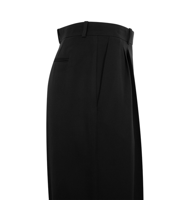 Image 3 of 3 - BLACK - THE ROW Virgil Pant featuring tailored high-rise trouser in structured wool gabardine with straight leg, front double pleats and side slash pockets. 100% wool. Made in Italy. 