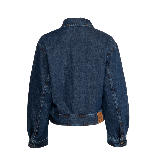 Image 2 of 2 - BLUE - TOTEME cropped denim jacket featuring a pointed collar and two patch pockets. Cotton.  