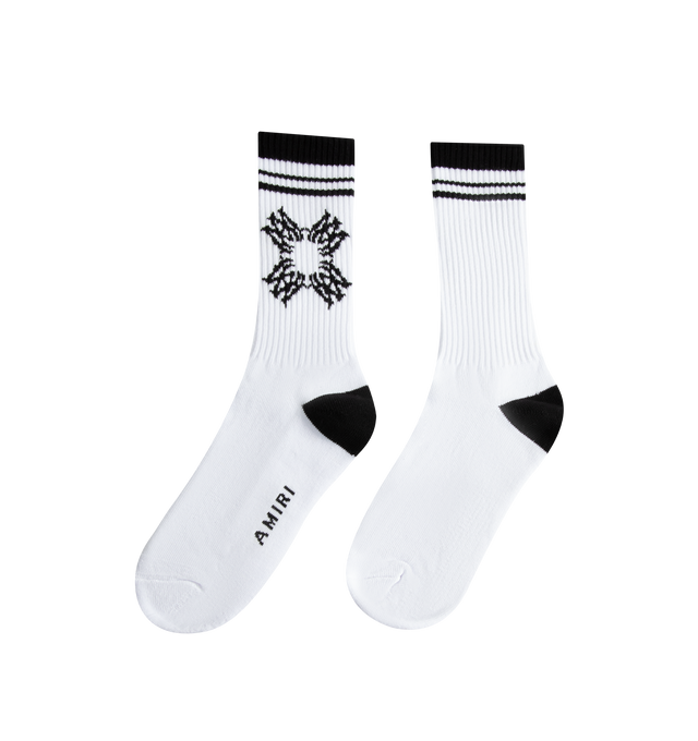 Image 2 of 2 - WHITE - AMIRI MA Quad Sock featuring a classic striped ankle, MA Quad graphic and a solid heel. 78% cotton, 20% polyester, 2% elastane. 