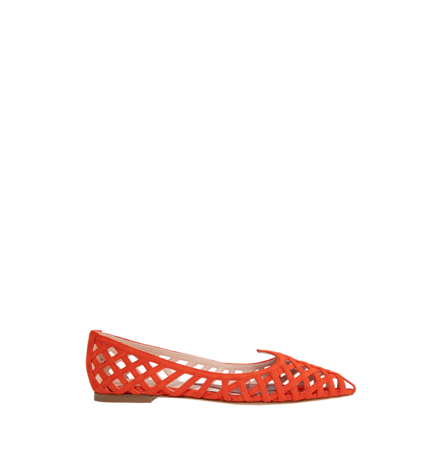 Image 1 of 4 - RED - ROGER VIVIER I Love Vivier Multistrap Ballerinas featuring suede upper, tapered toe, leather insole wit heart-shaped insert and leather outsole. 