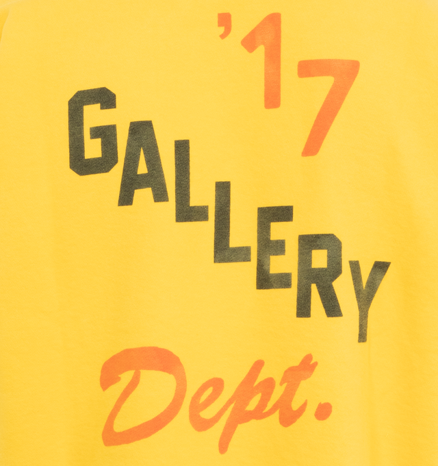 Image 4 of 4 - YELLOW - GALLERY DEPT. Boxing Merch Crewneck featuring typographic on the front, mixed typographic of GALLERY DEPT. on the back, patch by the cuff, long sleeves, crew neck and ribbed neck, hem and cuffs. 100% cotton. 