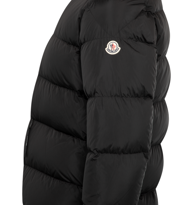 Image 3 of 3 - BLACK - MONCLER Tuileries Jacket featuring zip closure with double slider, front zip pockets with logoed slider, adjustable drawstring bottom and logo patch on the left sleeve. 100% polyamide. Padding: 90% down, 10% feather.  