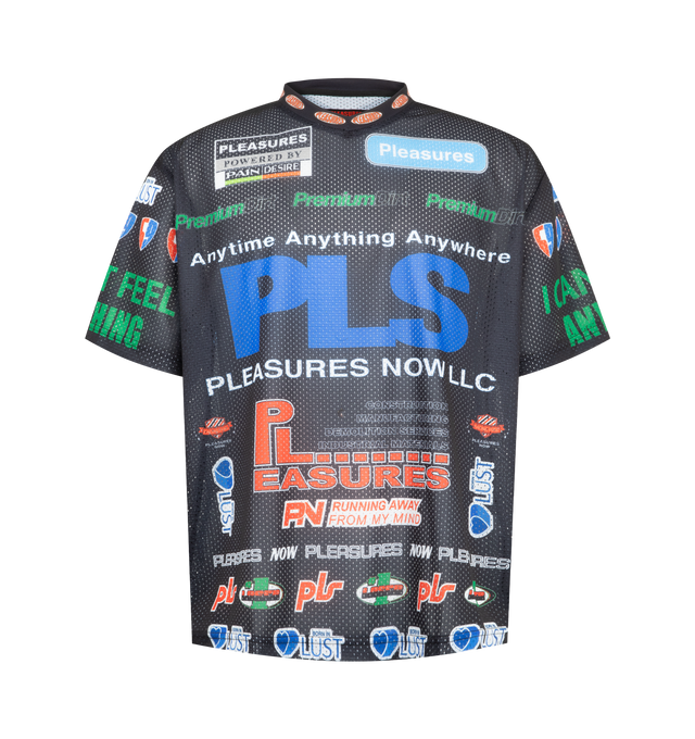 Image 1 of 2 - MULTI - Pleasures Mens Oral Mesh Shirt is crafted from lightweight polyester mesh. Features a relaxed short-sleeve silhouette and all-over digital print artwork. Main Material: 100% Polyester. Made in China. 