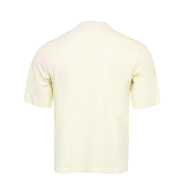 Image 2 of 2 - YELLOW - BURBERRY crew-neck T-shirt in cotton jersey printed with a seasonal check across the shoulder and sleeve. Regular fit. with ribbed neckline. 100% cotton with 97% cotton, 3% elastane trim. Made in Portugal. 