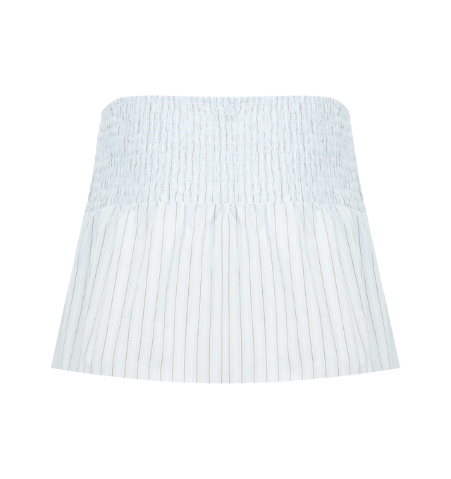 Image 2 of 2 - WHITE - DEIJI STUDIOS Shirring Skirt featuring mini length, invisible side zip, asymmetric shirred panel on the wearer's left side, a flat front waistband and soft elastic at the back. 100% organic cotton poplin. 