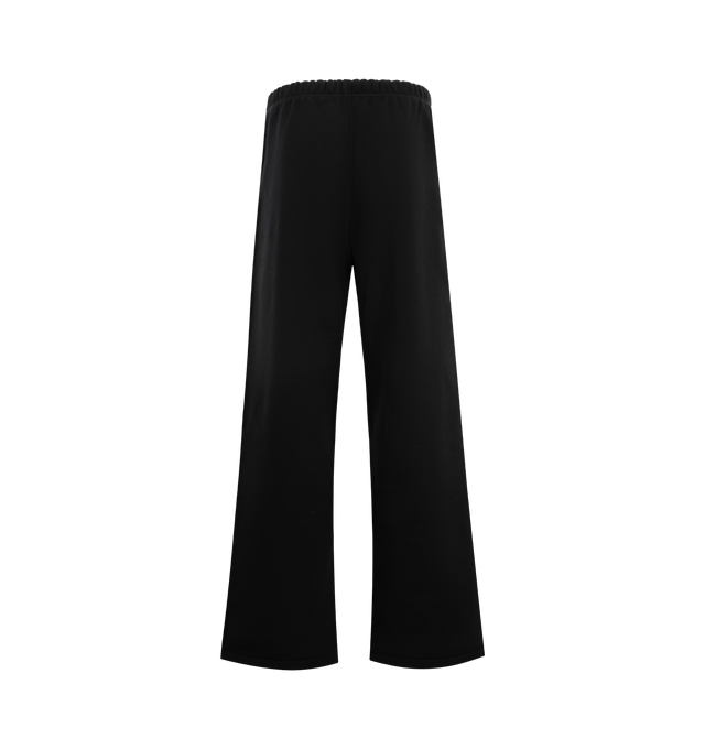 Image 2 of 3 - BLACK - FEAR OF GOD ESSENTIALS Signature Lounge Sweatpant featuring heavy 480GSM core fleece, oversized silhouette, Essentials signature logo embroidered on the leg, front leg seam, encased elastic waistband with elongated drawcords, side-seam pockets and an Essentials signature label at the center front. 80% cotton, 20% polyester. 