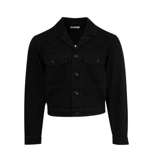 Image 1 of 2 - BLACK - LEMAIRE Trucker Jacket featuring boxy fit, workwear collar, denim stitching, side-seam pockets and metal buttons. 100% cotton. Made in Morocco. 