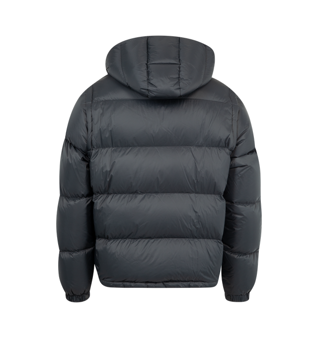 Image 3 of 5 - BLACK - MONCLER Cyclone 2-in-1 Hooded Short Down Jacket featuring recycled nylon, nylon laqu lining, down-filled, detachable hood and sleeves, zipper and snap button closure, zipped pockets, elastic cuffs and hem with elastic drawstring fastening. 100% polyamide/nylon. Padding: 90% down, 10% feather. Made in Italy. 