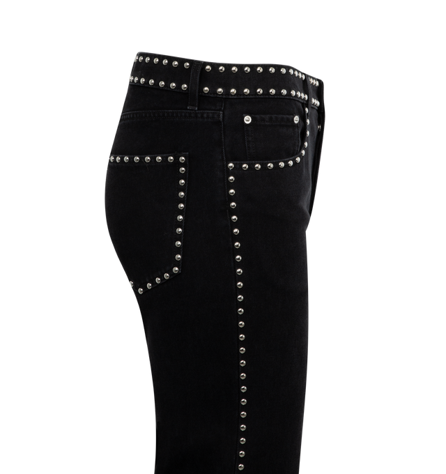 BLACK - LANVIN LAB x FUTURE Flared black denim jeans enhanced by silver-tone studs that highlight the seams.  Flared straight fit with five pockets, two patch pockets on the back, two on the sides and a gusset pocket, fastening with a metal button and belt loops. Woven 100% cotton denim.