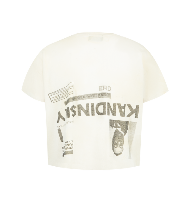 Image 2 of 2 - WHITE - ENFANTS RICHES DEPRIMES Destroyed Apartment T-Shirt featuring boxy, oversized fit, rib knit neckline, single stitch hem at waist and cuffs and print throughout. 100% cotton.  