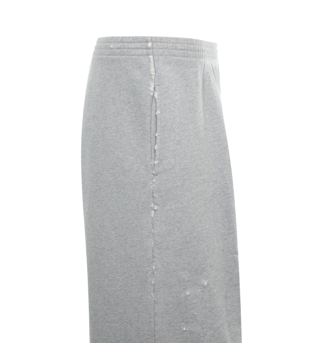 Image 3 of 3 - GREY - BALENCIAGA Baggy Sweatpants featuring heavy fleece, large fit, mid-waist, elasticated waistband, 2 slash pockets, destroyed effect at hem and worn-out effect throughout. 100% cotton. Made in Portugal. 