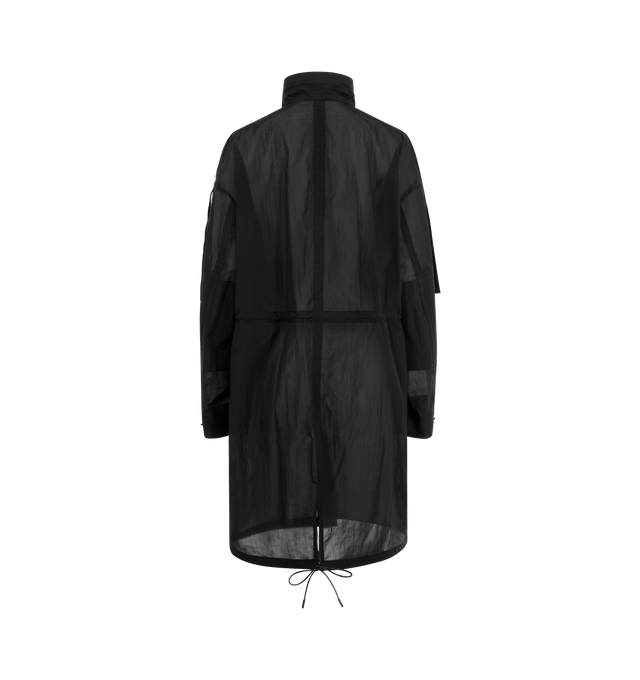 Image 2 of 2 - BLACK - Moncler x EE72 by Edward Enninful Prapiroon Parka featuring technical nylon organza, snap button closure, pockets with snap button closure, waistband with drawstring fastening, adjustable cuffs, hem with drawstring fastening and logo patch. Made in Hungary. 