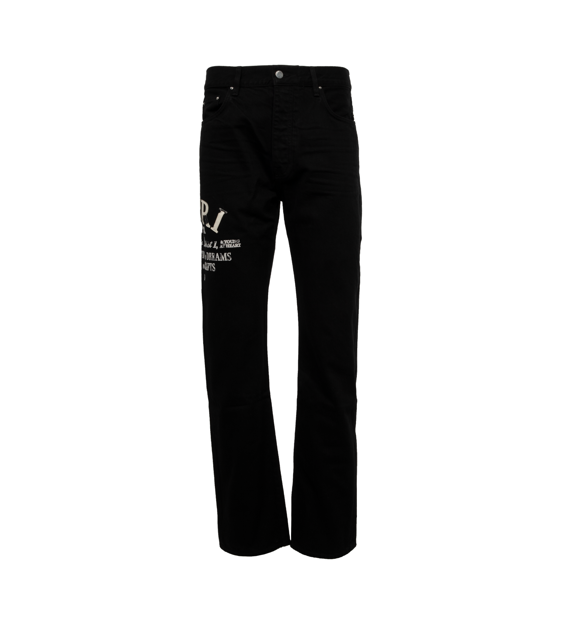 OFF-WHITE Logo Print Straight Leg Jean Black