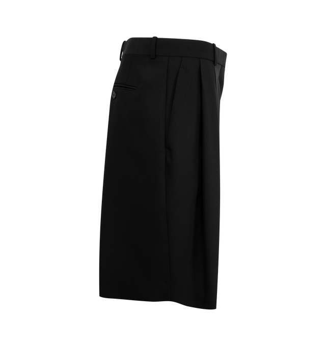 Image 3 of 3 - BLACK - THE ROW Vesperis Short in smooth virgin wool gabardine with front double pleats, pressed front and back creases, mid-rise and slanted side pockets. 100% wool. Lined in 100% silk. Made in Italy. 