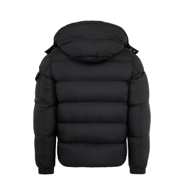 Image 3 of 5 - BLACK - MONCLER Vezere Short Down Jacket featuring recycled longue saison, nylon lger brillant lining, down-filled, detachable and adjustable hood, zipper and snap button closure, zipped pockets, patch pocket on the sleeve, adjustable cuffs and hem with drawstring fastening. 100% polyamide/nylon. Padding: 90% down, 10% feather. 