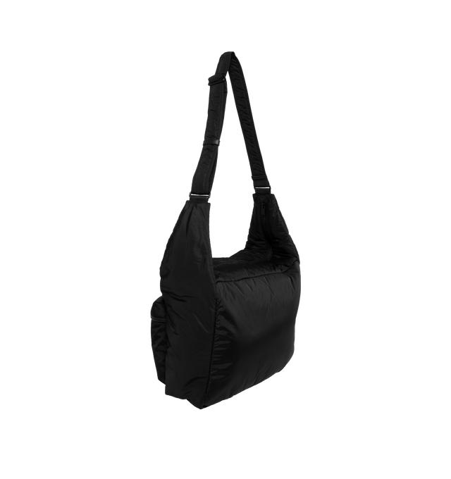 Image 2 of 3 - BLACK - Saint Laurent Multi-Pocket Puffer Bag is a shoulder style with exterior cargo pockets, an adjustable strap, and leather trim.  