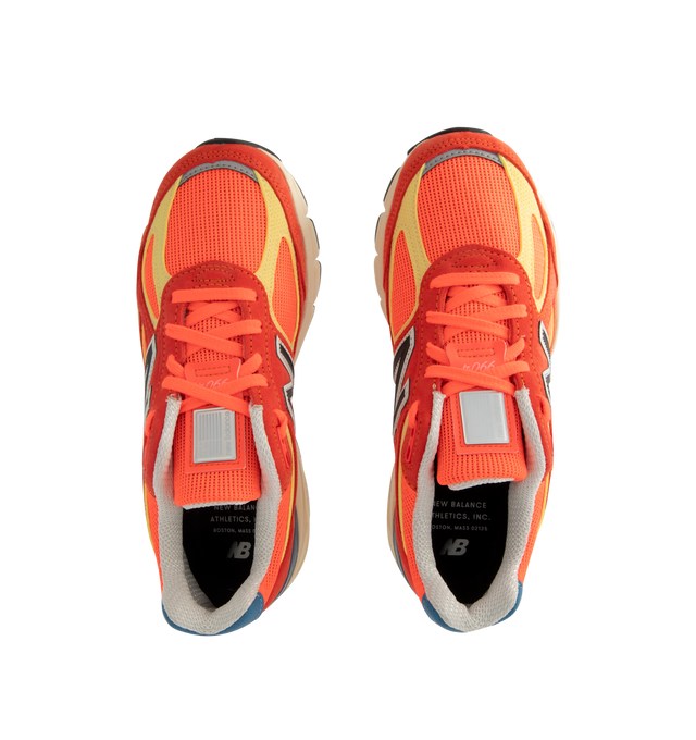 Image 5 of 5 - RED - New Balance Mens Made in USA 990v4 Sneakers feature a mesh upper with premium suede and synthetic overlays. Designed with ABZORB heel and forefoot cushioning, ENCAP and C-CAP midsole technology, reflective accents, and a durable NDurance rubber outsole. Upper: Mesh, Suede, Synthetic, and Pig Leather; Midsole: ENCAP and C-CAP; Outsole: NDurance Rubber. Made in the USA. 