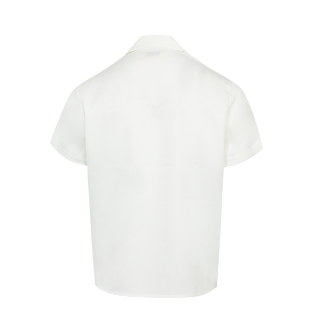 Image 2 of 2 - WHITE - SECOND LAYER Avenue Short Sleeve Shirt featuring classic camp collar, front button closure with pearl buttons and short sleeves. Poly blend. 