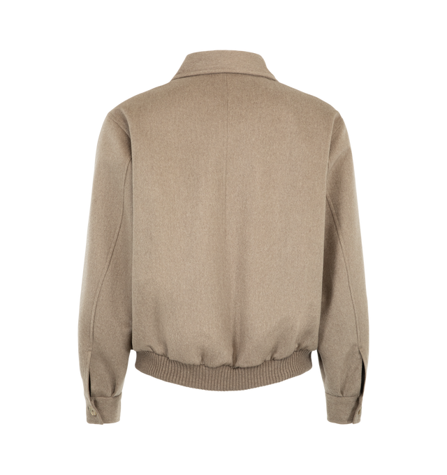 Image 3 of 3 - BROWN - Auralee Men's Cashmere Moleskin Zip Blouson is crafted from 100% pure Mongolian cashmere and features an oversized silhouette, a full lining, and a front zip closure. Made from an exceptionally luxurious cashmere moleskin fabric, this elevated outerwear style offers unparalleled softness, natural luster, and a velvety-smooth handfeel while maintaining a refined, sophisticated appearance. Main Material: 100% Cashmere. Fit: Oversized.  