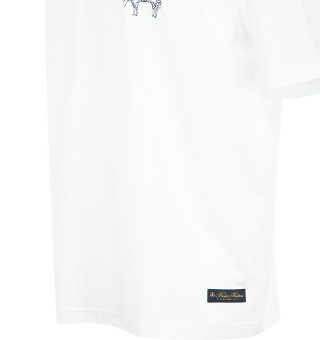 Image 3 of 3 - WHITE - JUNYA WATANABE Jersey T-shirt featuring crewneck, logo printed at chest and back and short sleeves. 100% cotton. Made in Japan. 